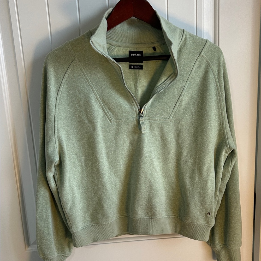 Prana Light Green Quarter-Zip Sweatshirt